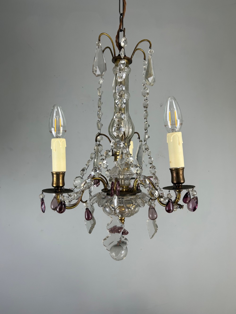French Gilt Brass 3 Light Birdcage Chandelier View VI