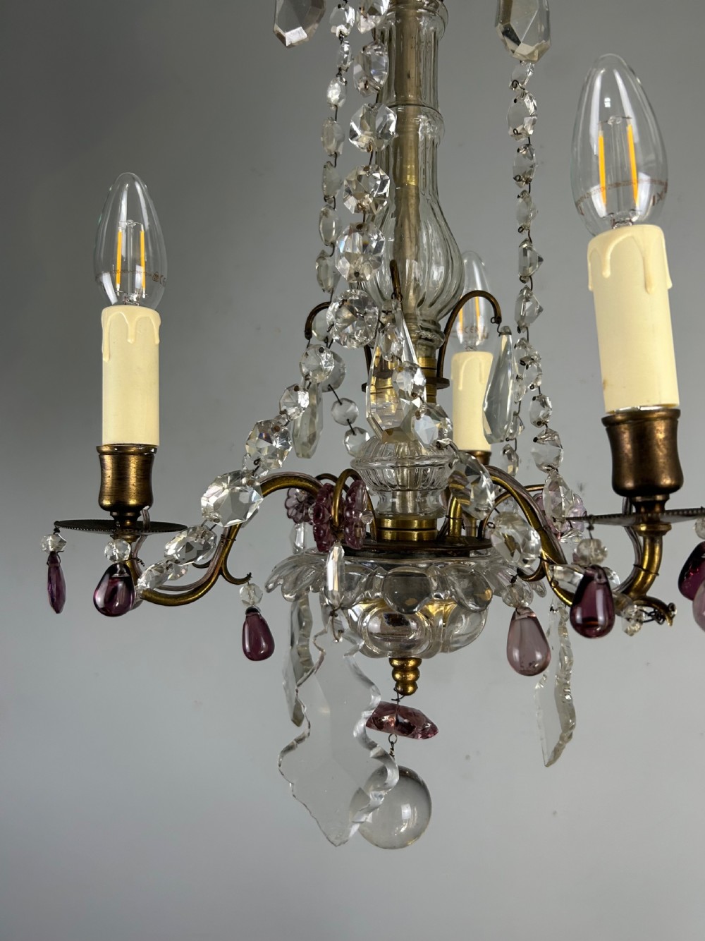 French Gilt Brass 3 Light Birdcage Chandelier View VIII