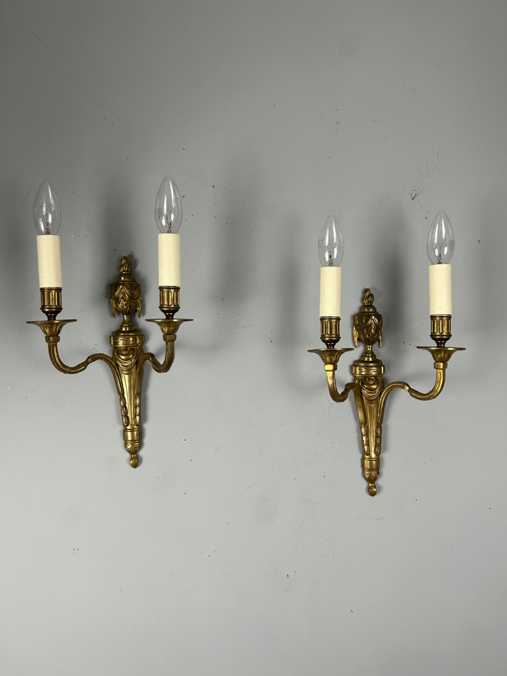 French Pair Of Gilt Brass Antique Wall Lights View II