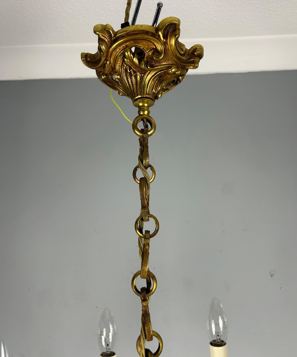 French Gilt Brass 8 Arm Antique Chandelier, Rewired  View VIII
