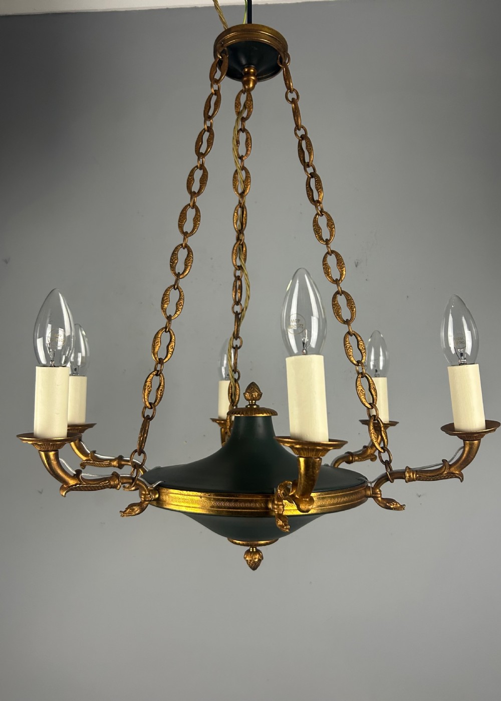 French 6 Arm Empire Antique Chandelier