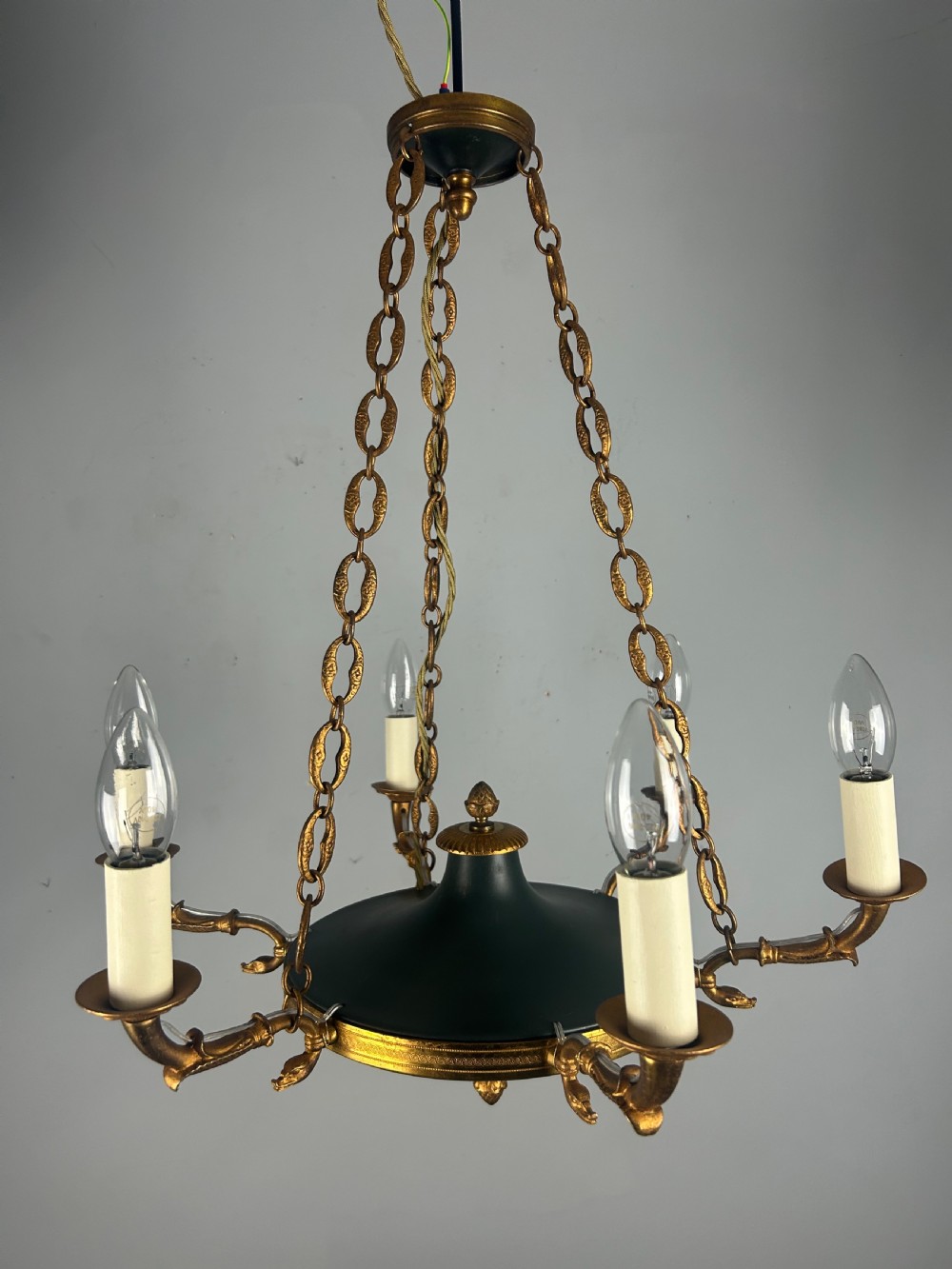 French 6 Arm Empire Antique Chandelier View IV