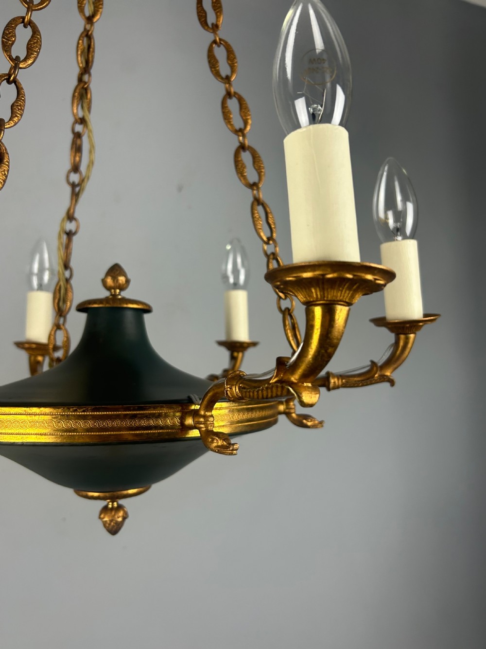 French 6 Arm Empire Antique Chandelier View VI