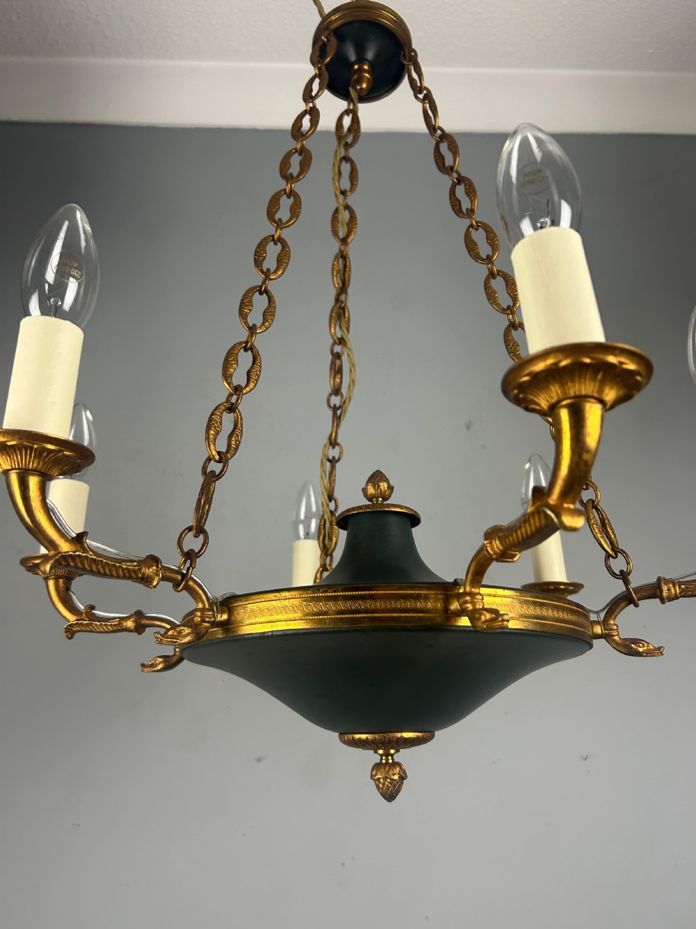 French 6 Arm Empire Antique Chandelier View VII