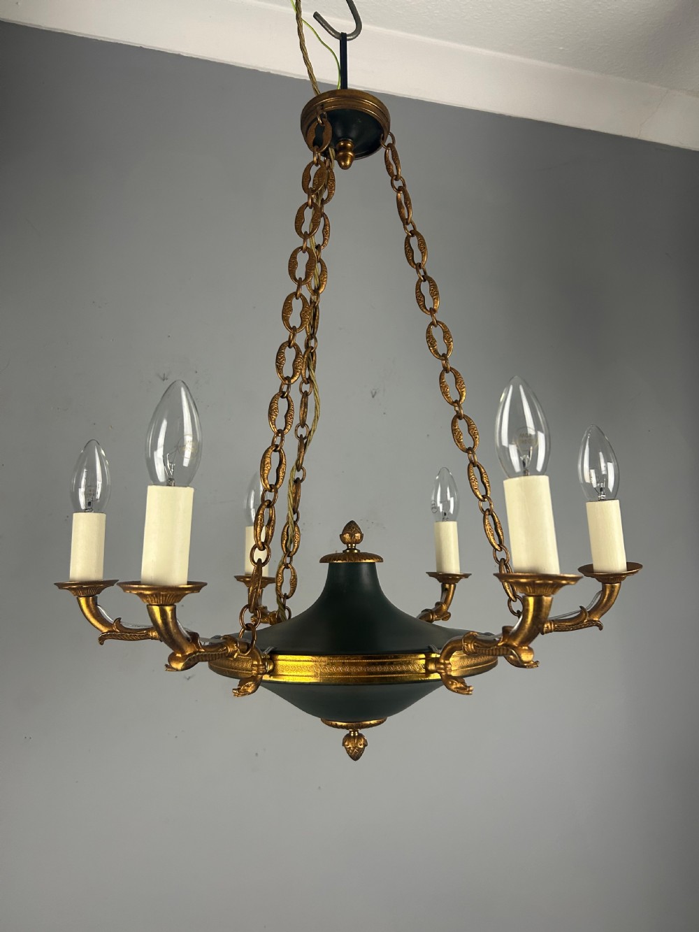 French 6 Arm Empire Antique Chandelier View X