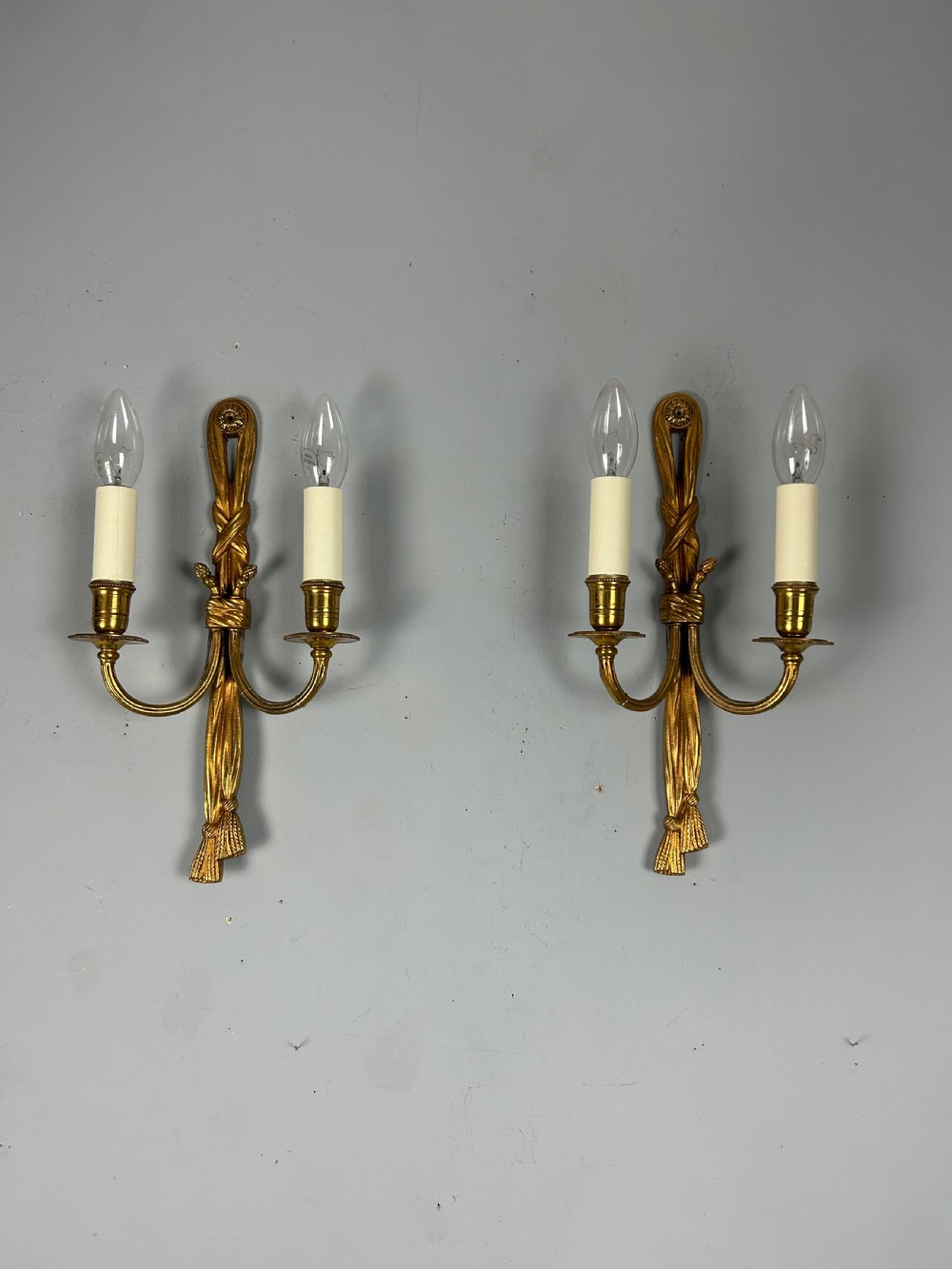 French Pair Of Gilded Brass Antique Wall Lights View II