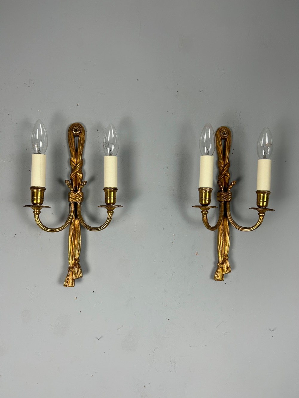 French Pair Of Gilded Brass Antique Wall Lights View III