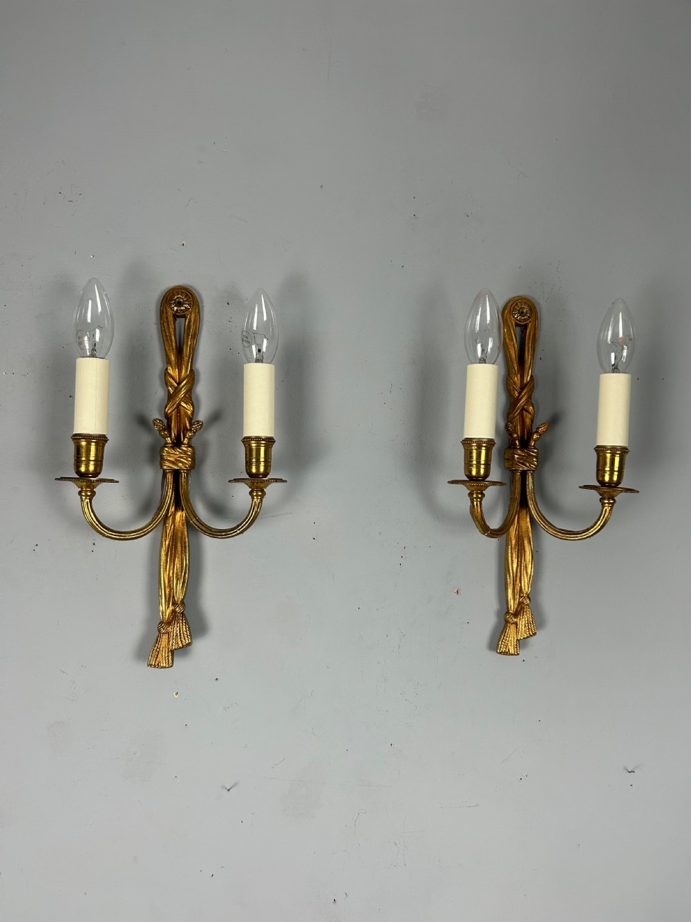 French Pair Of Gilded Brass Antique Wall Lights View IV