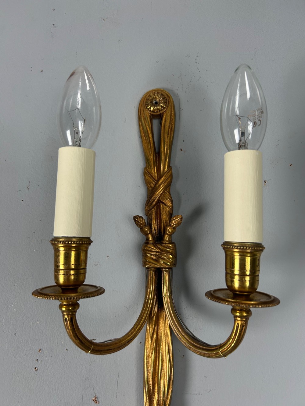 French Pair Of Gilded Brass Antique Wall Lights View V