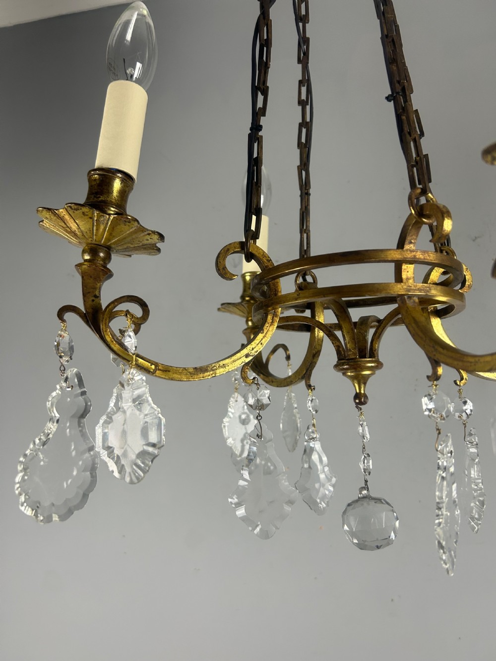 Fine French Antique 4 Light Chandelier, Ceiling Light, Rewired  View IV
