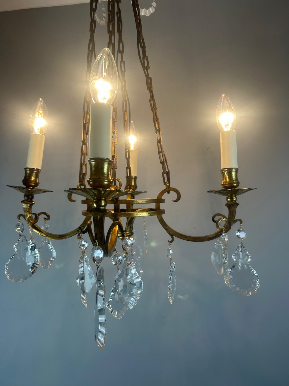 Fine French Antique 4 Light Chandelier, Ceiling Light, Rewired  View VII