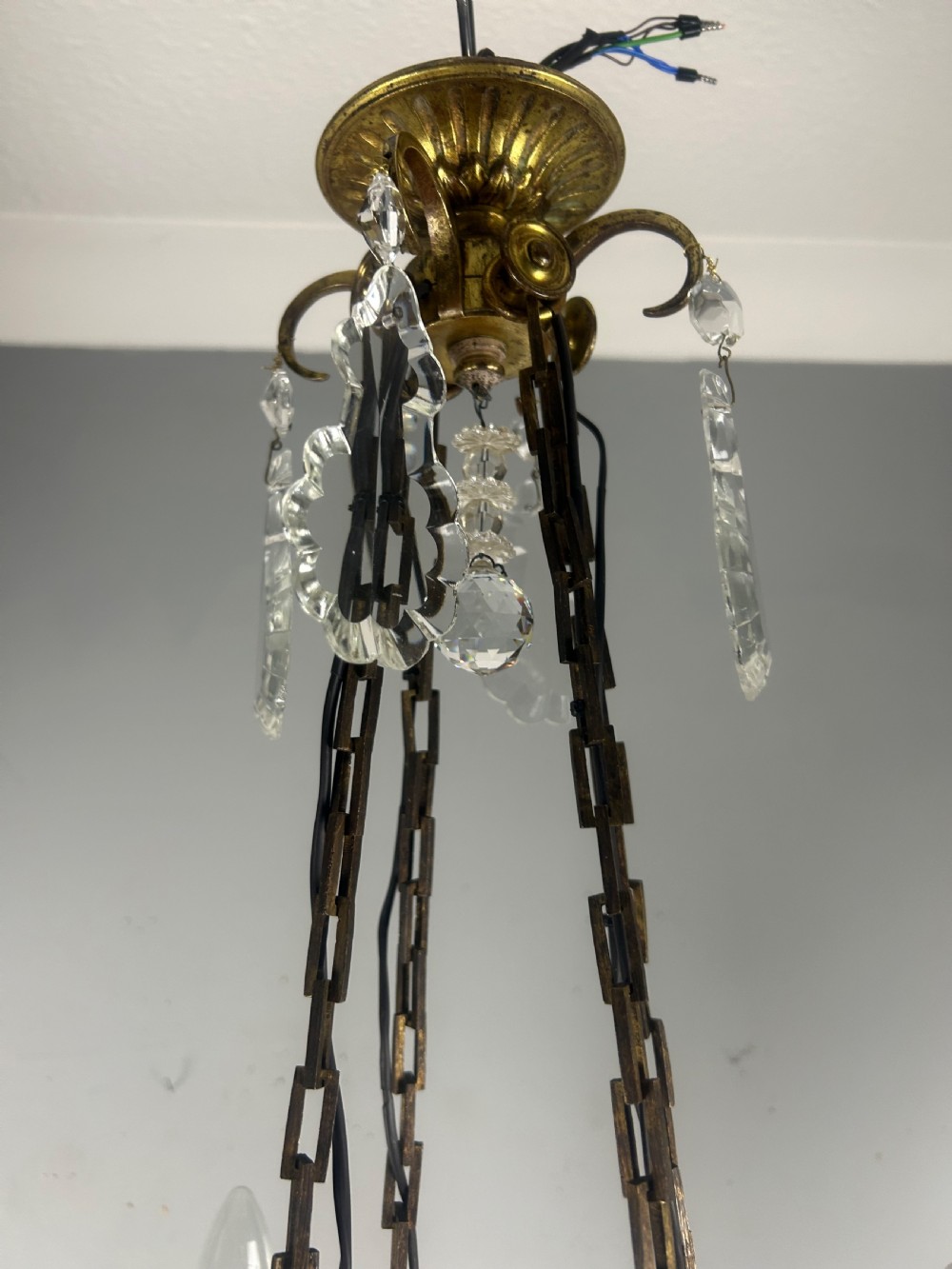 Fine French Antique 4 Light Chandelier, Ceiling Light, Rewired  View IX