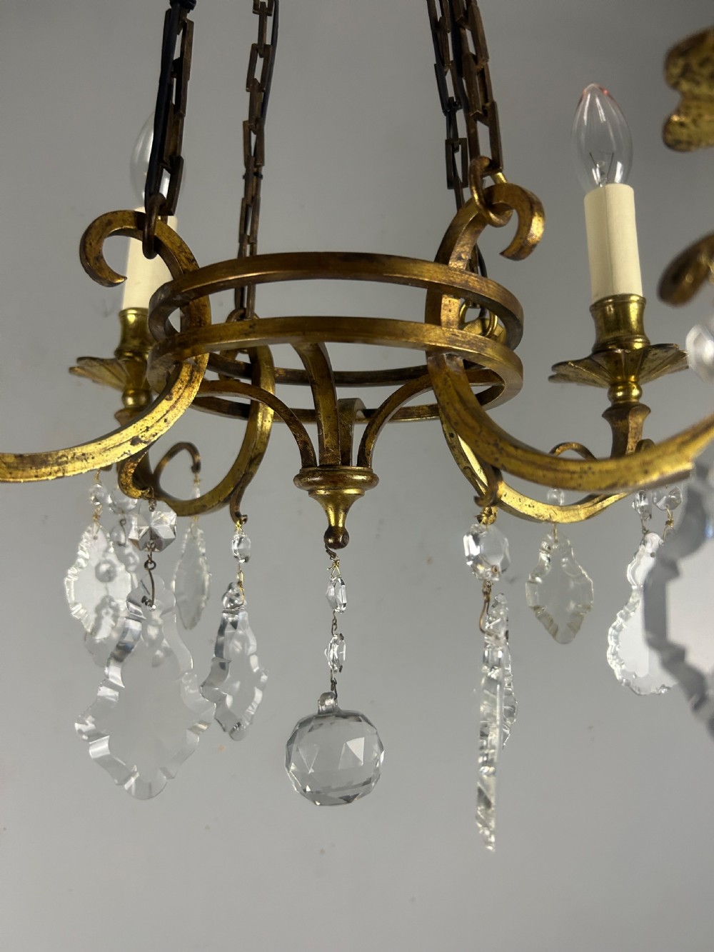 Fine French Antique 4 Light Chandelier, Ceiling Light, Rewired  View X