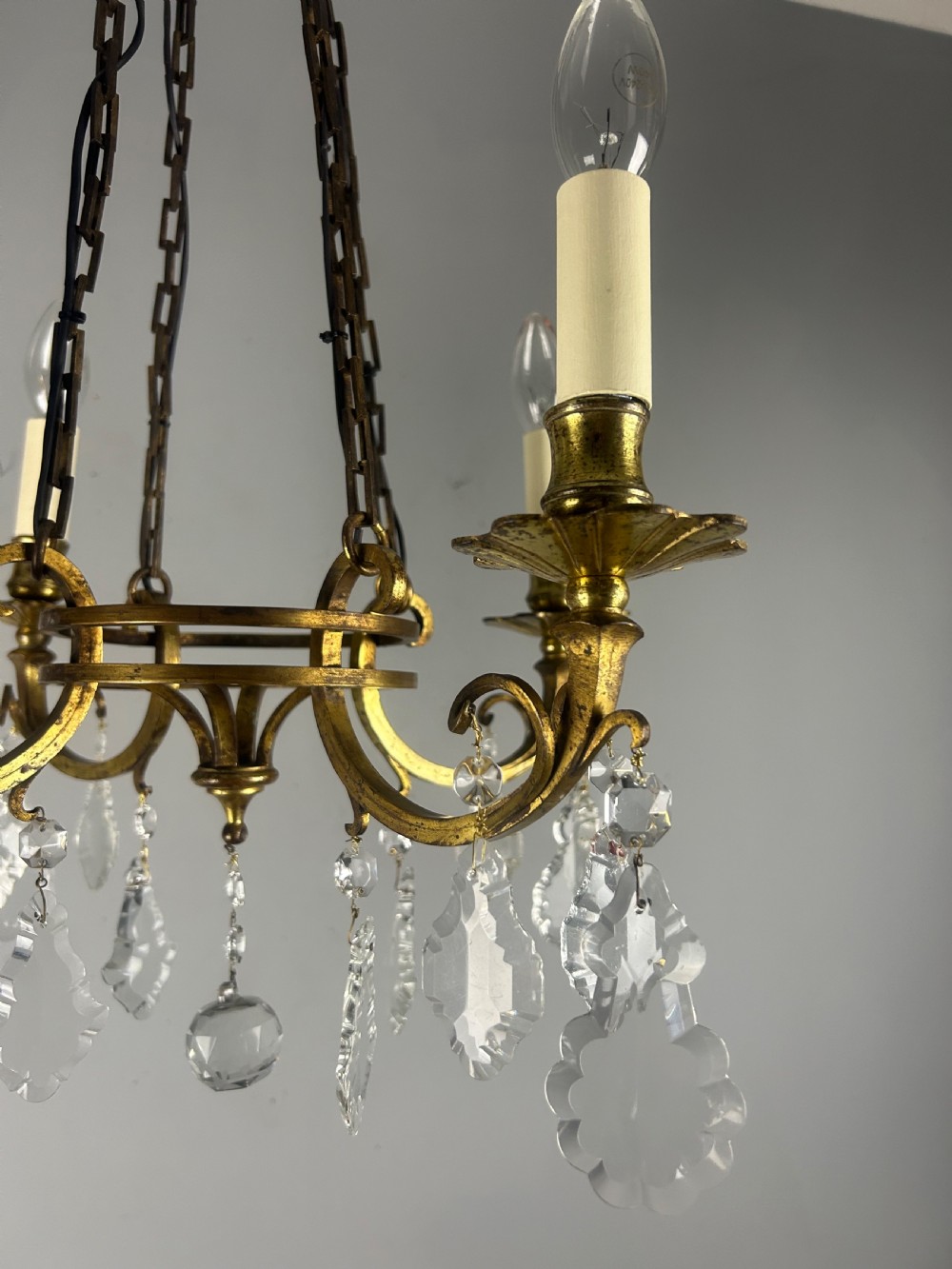 Fine French Antique 4 Light Chandelier, Ceiling Light, Rewired  View XI