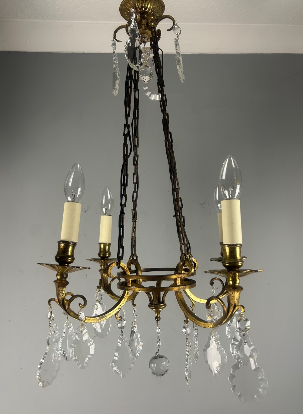 Fine French Antique 4 Light Chandelier, Ceiling Light, Rewired  View XIII