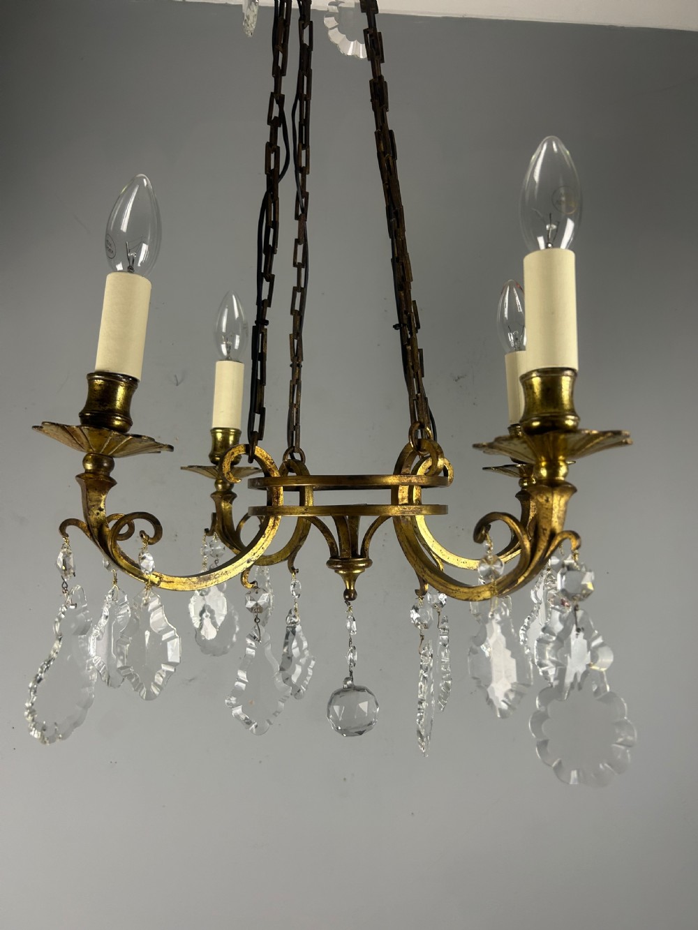 Fine French Antique 4 Light Chandelier, Ceiling Light, Rewired  View XIV