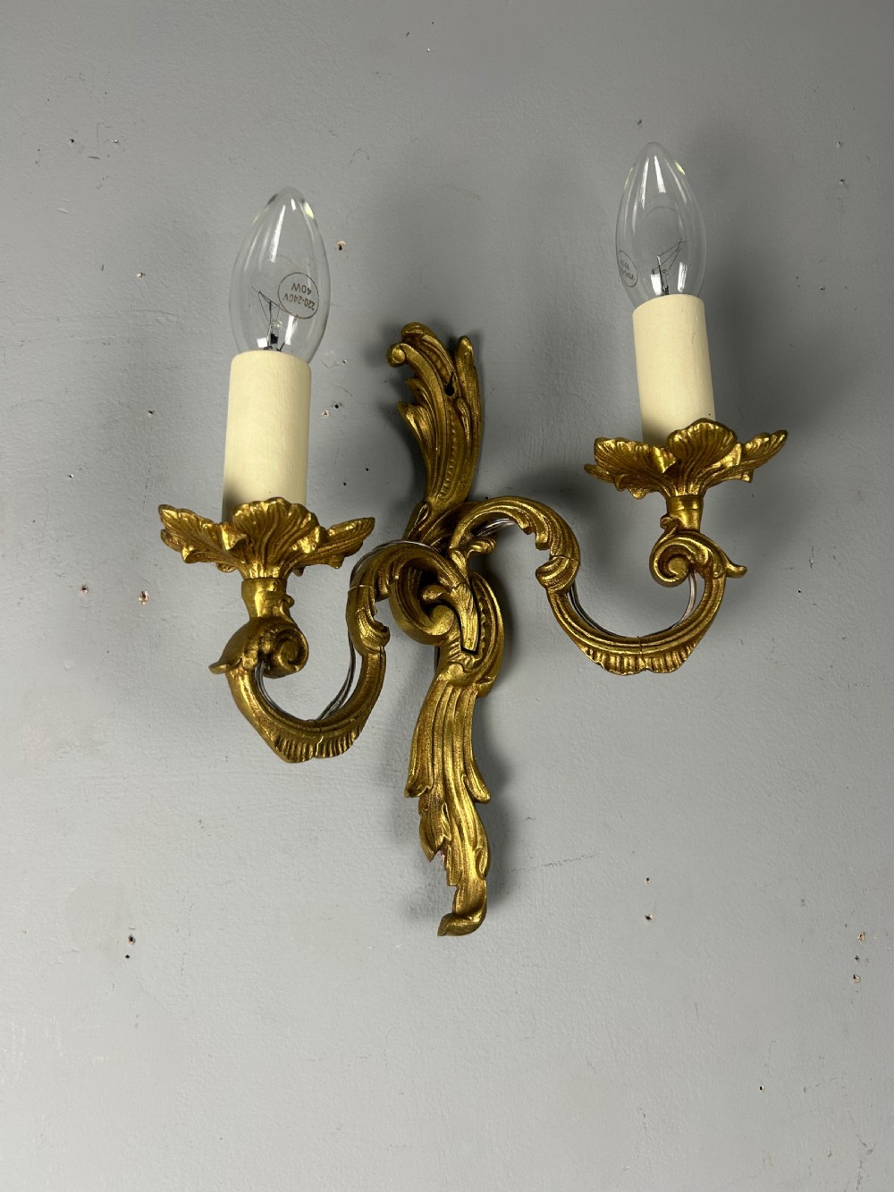 Single French Gilded Twin Arm Antique Wall Light View V