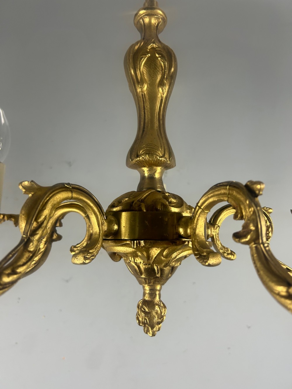 French 5 Light Antique Chandelier, Rewired  View II
