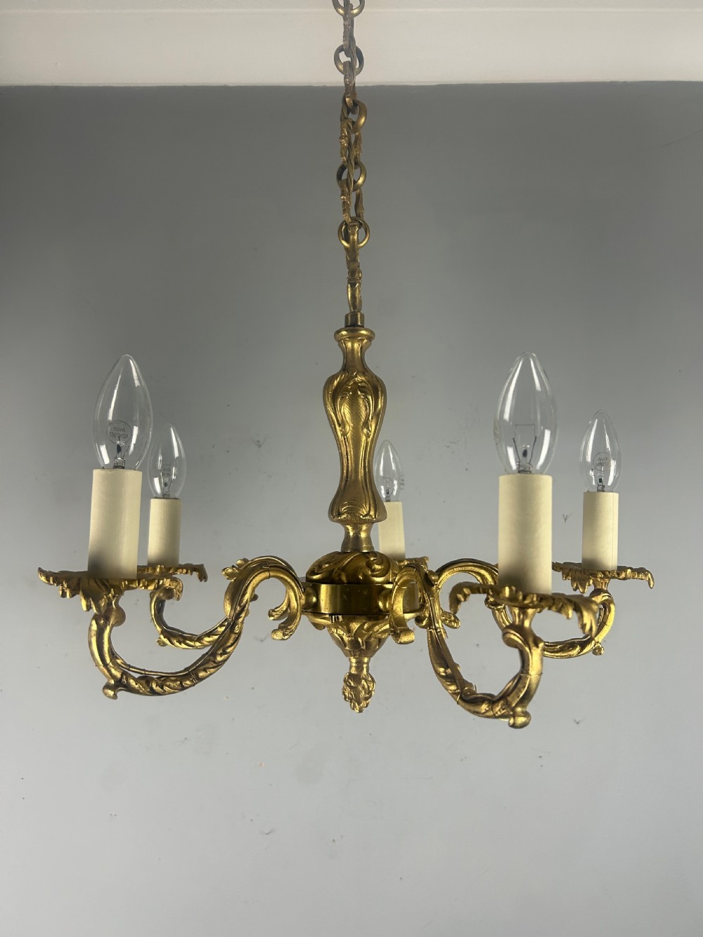 French 5 Light Antique Chandelier, Rewired  View VIII