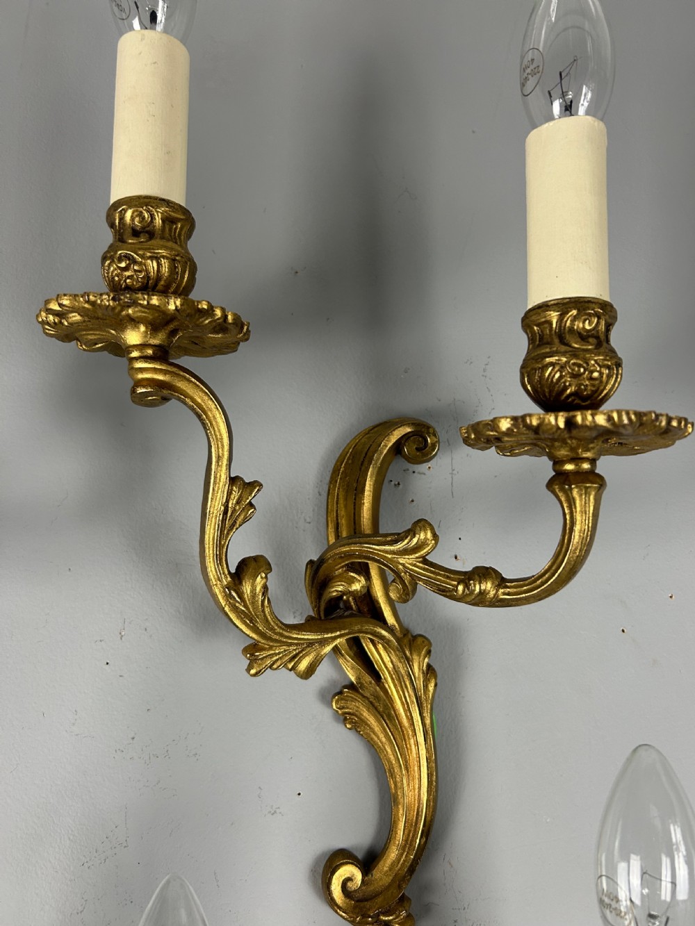 Set Of 4 French Gilded Twin Arm Antique Wall Lights View II