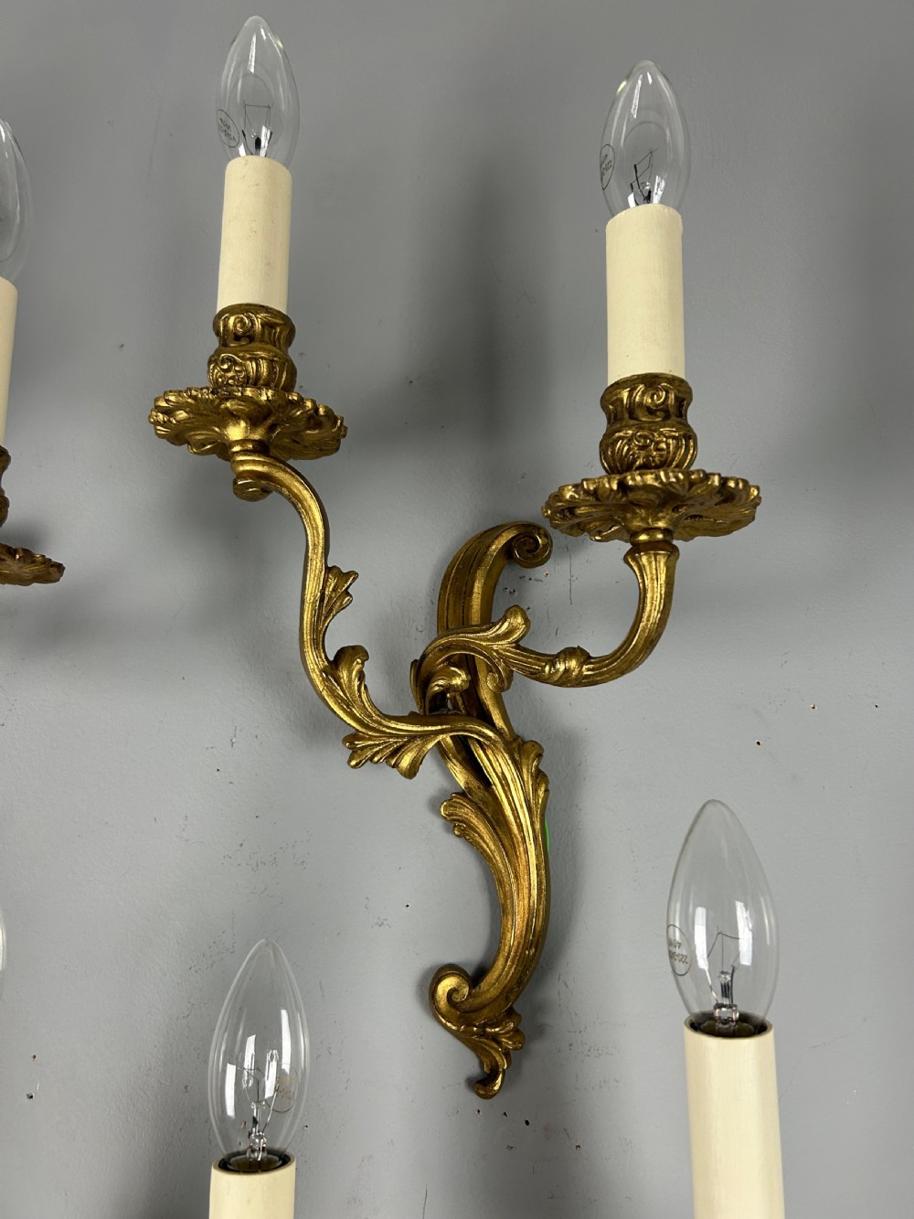 Set Of 4 French Gilded Twin Arm Antique Wall Lights View III