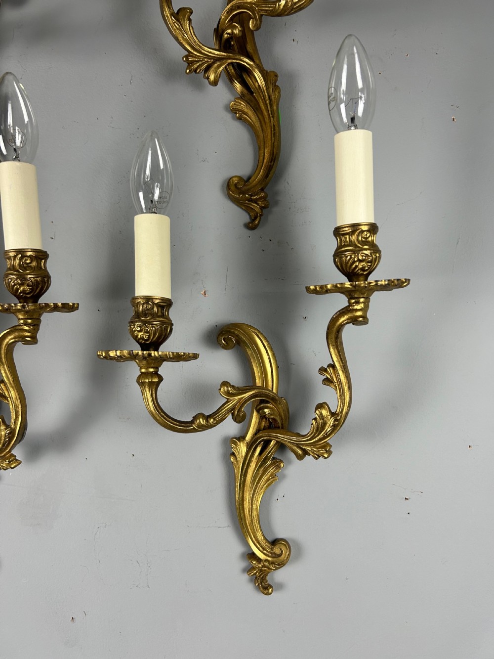 Set Of 4 French Gilded Twin Arm Antique Wall Lights View IV