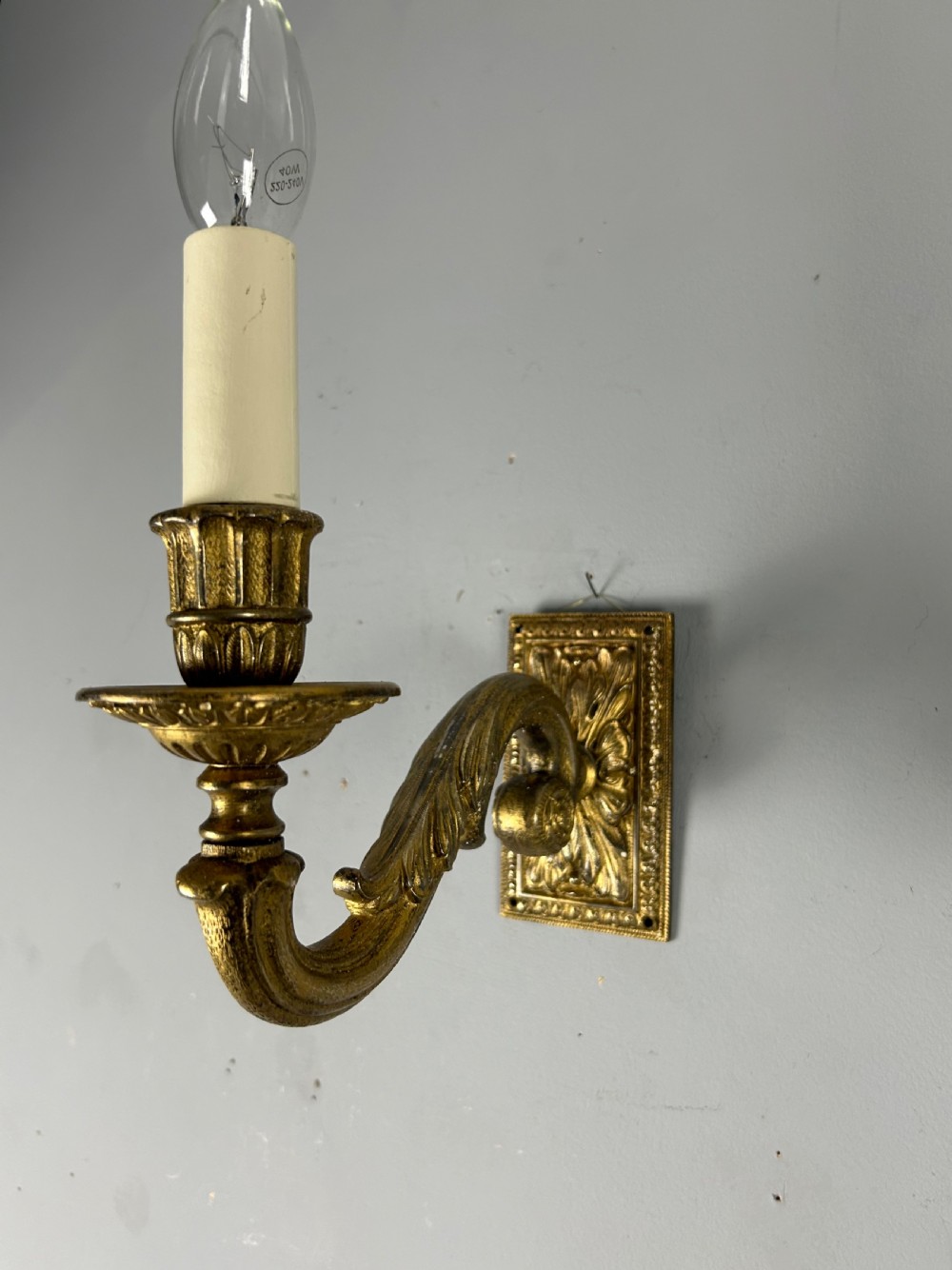 A Set of 4 Single Arm Gilt Brass Antique Wall Lights Rewired View IV