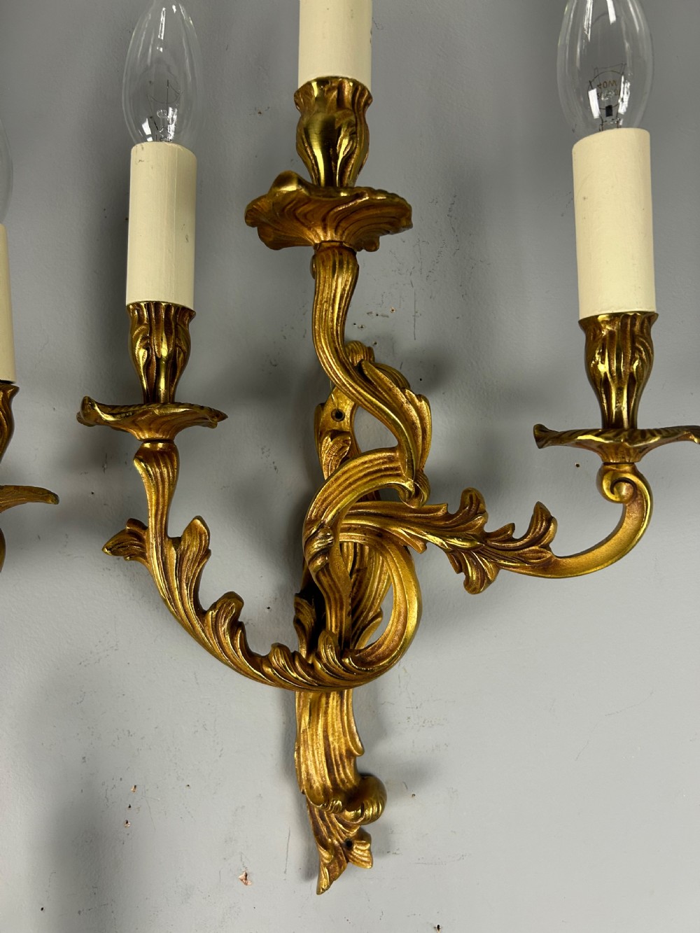 Set Of 4 French Gilded Triple Arm Antique Wall Lights View V