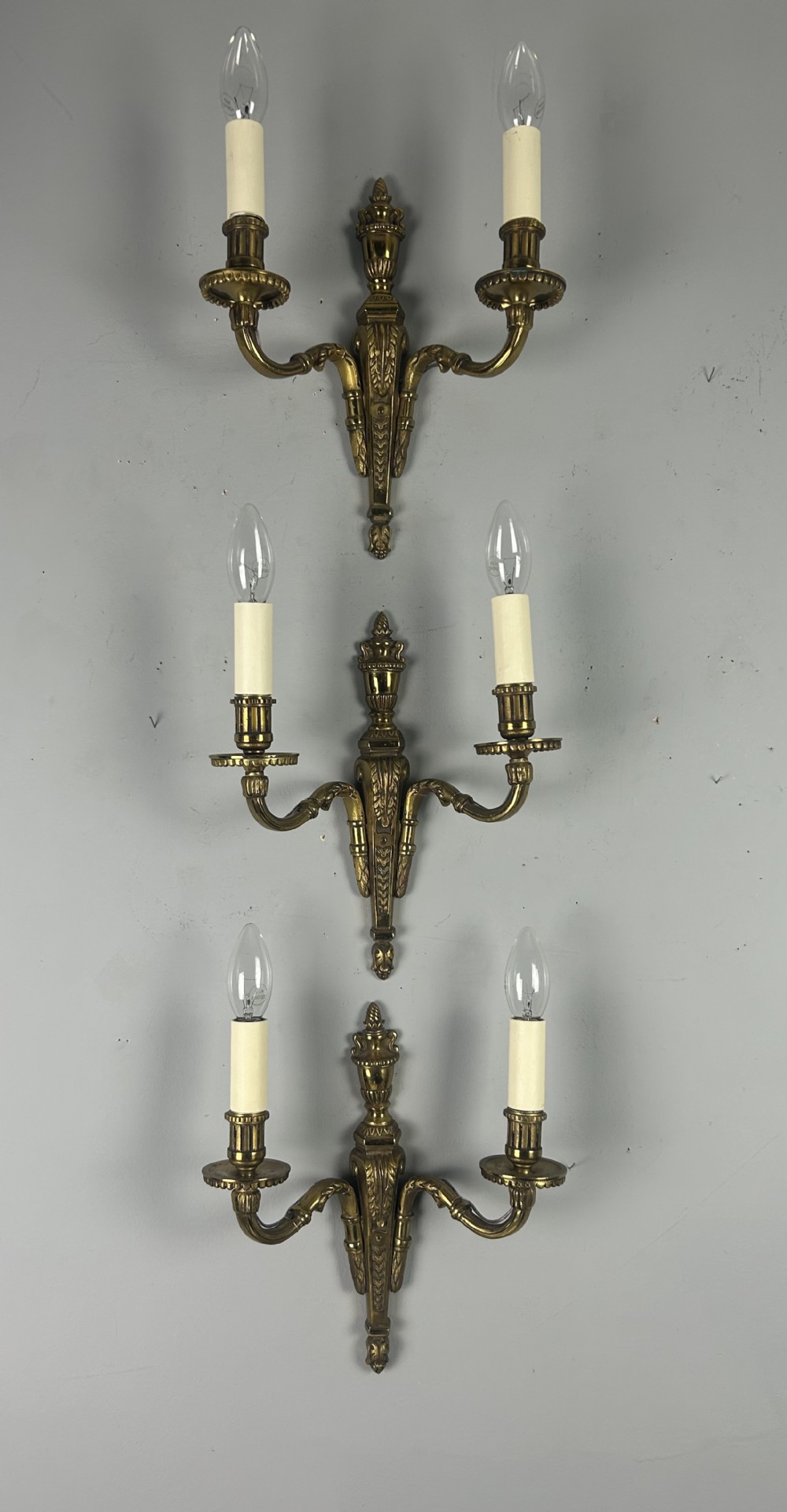 Set Of 3 French Bronze Antique Wall Lights