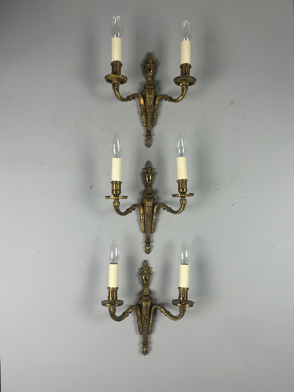 Set Of 3 French Bronze Antique Wall Lights View II