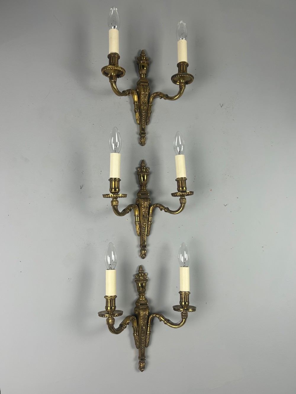 Set Of 3 French Bronze Antique Wall Lights View V