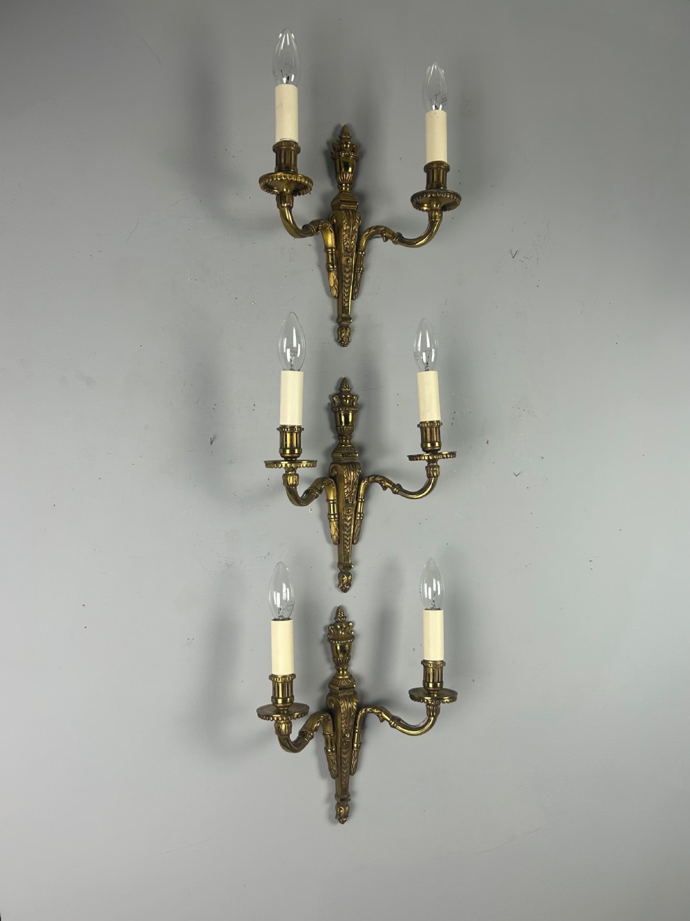 Set Of 3 French Bronze Antique Wall Lights View XI