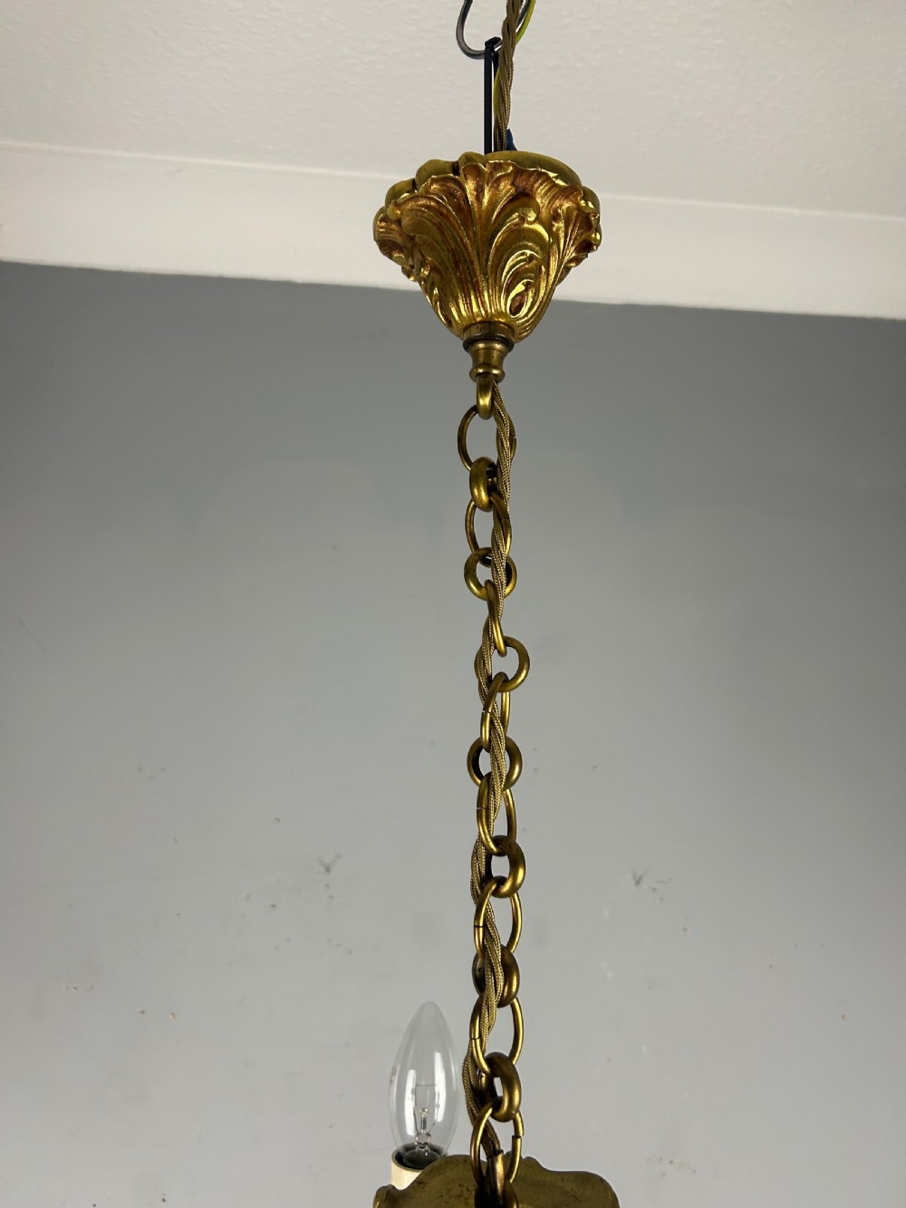 French Triple Light Antique Chandelier, Rewired View VIII