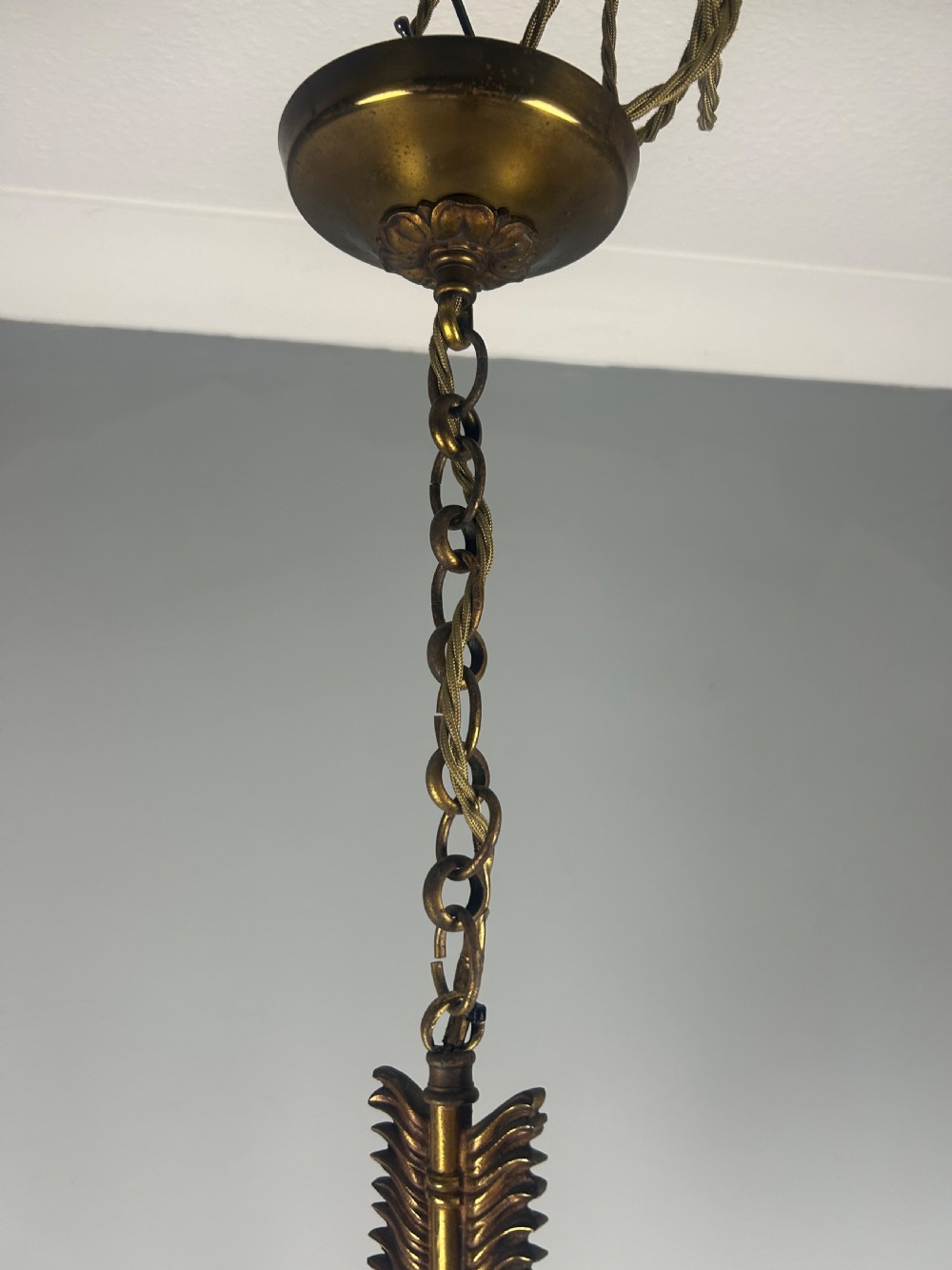 French Empire Bronze Arrow 6 Light Antique Chandelier  View III