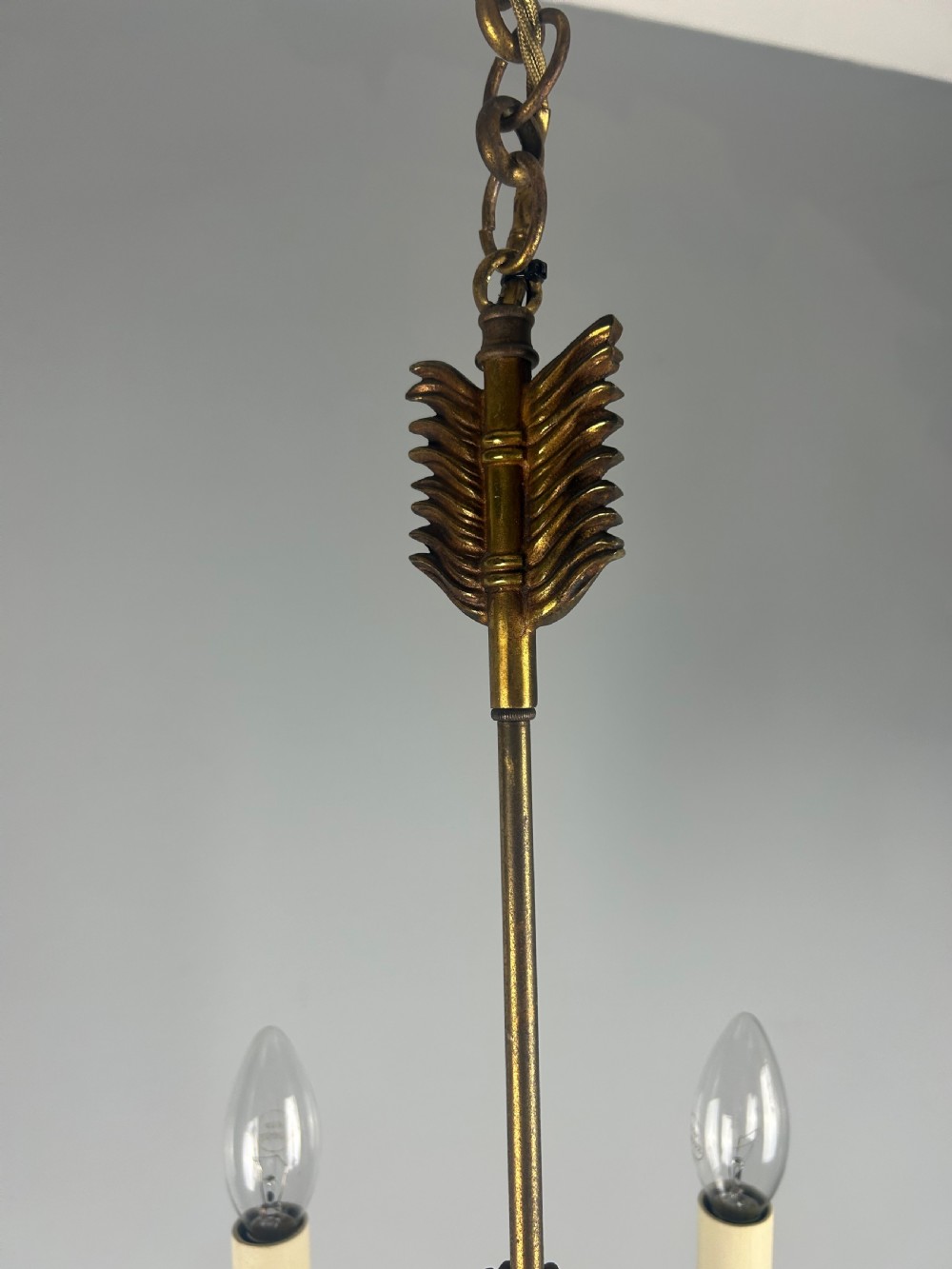 French Empire Bronze Arrow 6 Light Antique Chandelier  View VI