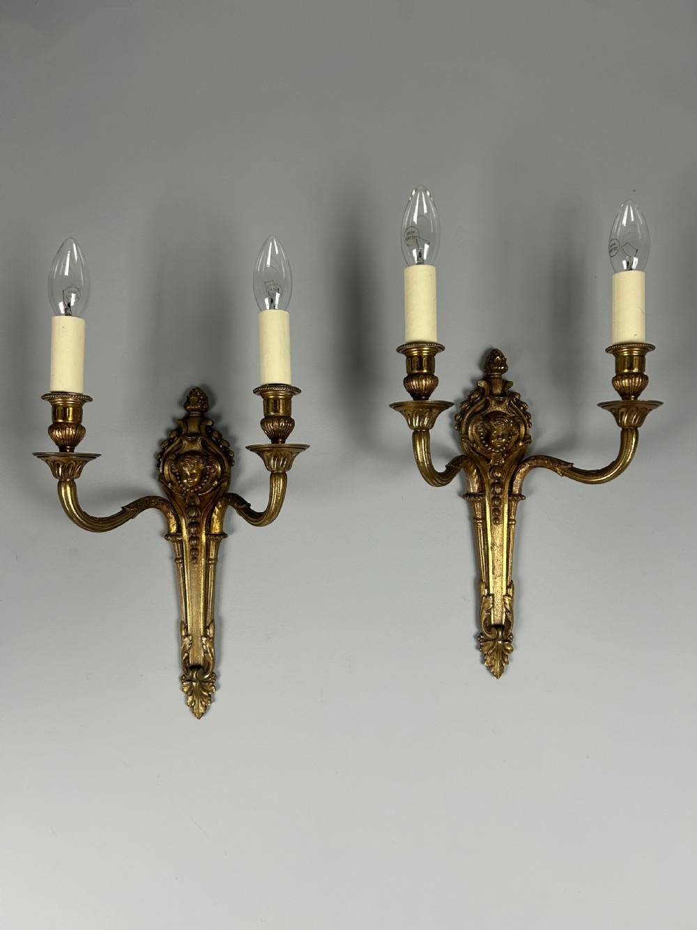 19th Century French Putti Cherub Antique Wall Lights 