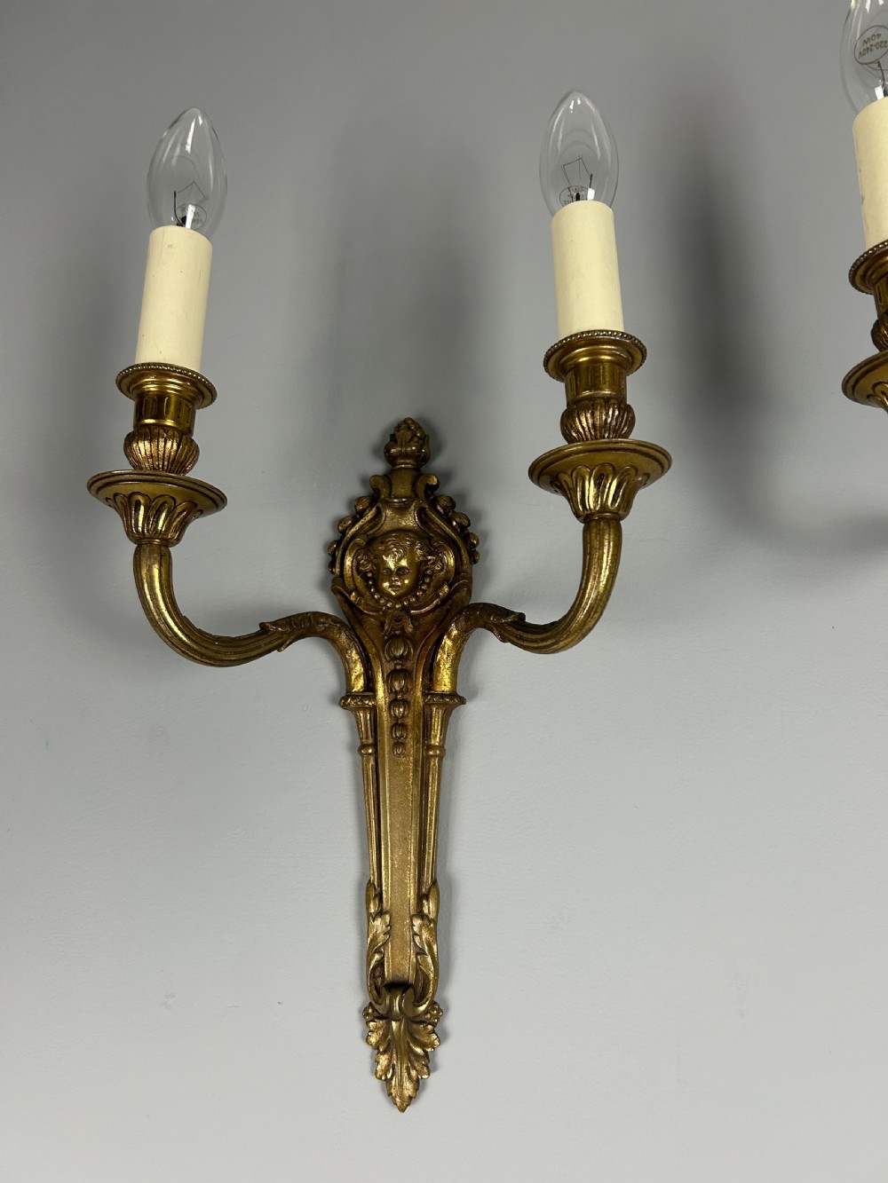 19th Century French Putti Cherub Antique Wall Lights  View III
