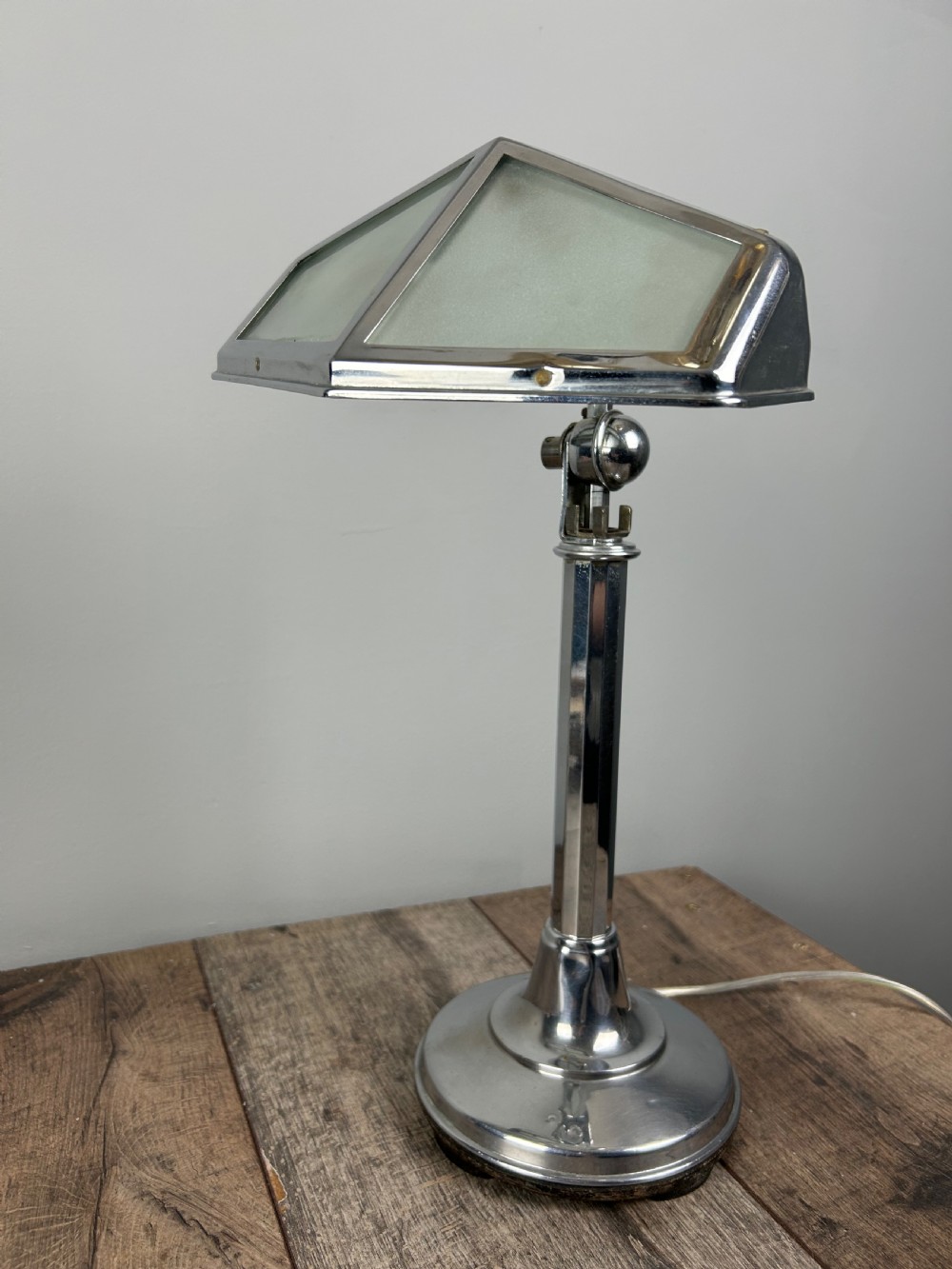 Art Deco Chrome And Milk Glass Adjustable Desk Lamp By Pirouette View IV