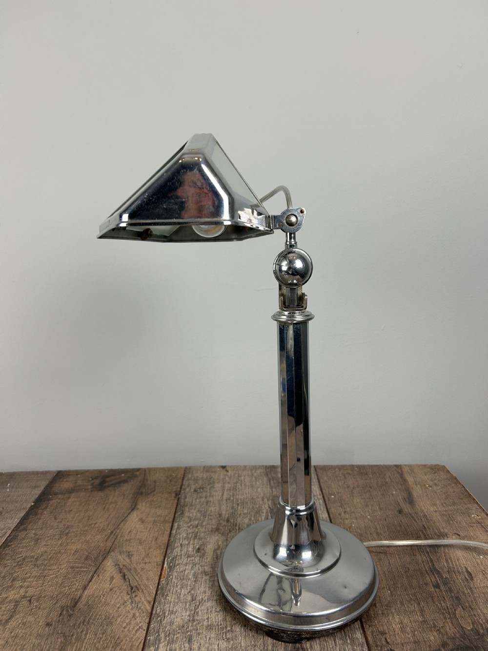 Art Deco Chrome And Milk Glass Adjustable Desk Lamp By Pirouette View VI