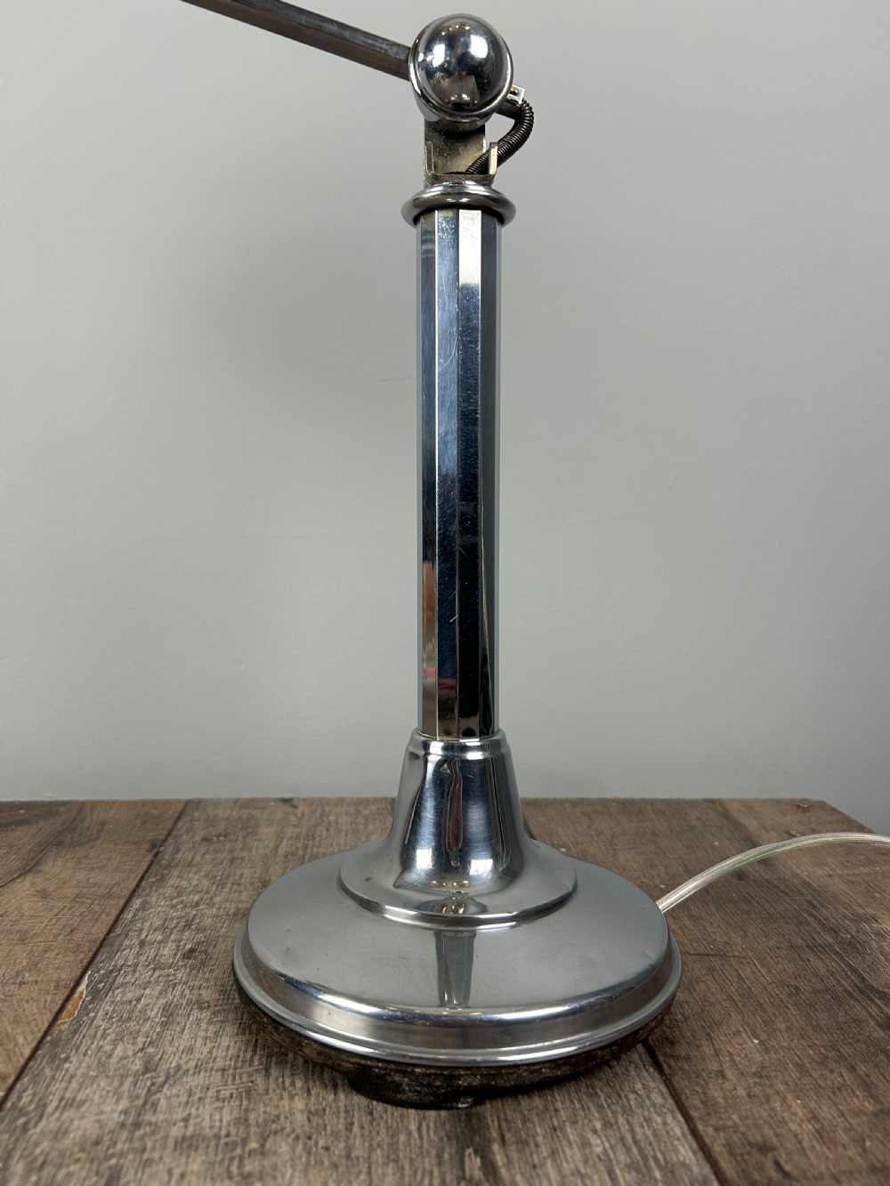 Art Deco Chrome And Milk Glass Adjustable Desk Lamp By Pirouette View IX