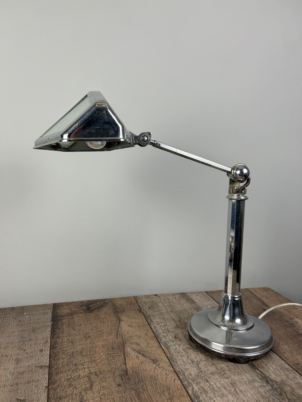 Art Deco Chrome And Milk Glass Adjustable Desk Lamp By Pirouette View X