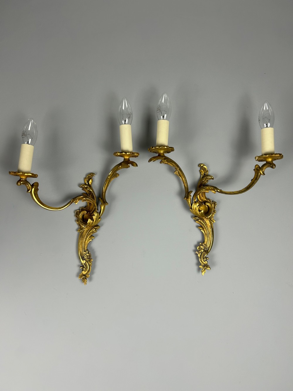 French Pair Of Gilded Bronze Antique Wall Lights