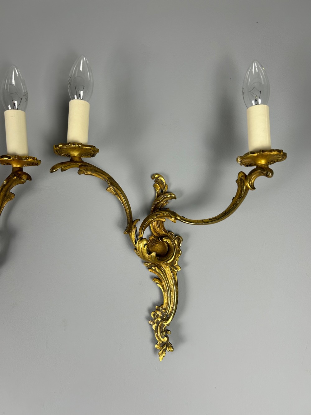 French Pair Of Gilded Bronze Antique Wall Lights View II