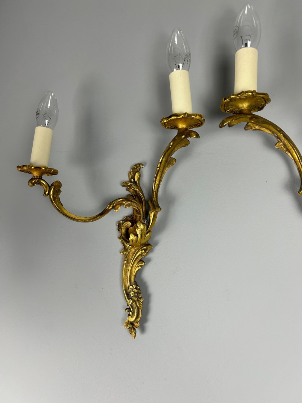 French Pair Of Gilded Bronze Antique Wall Lights View III