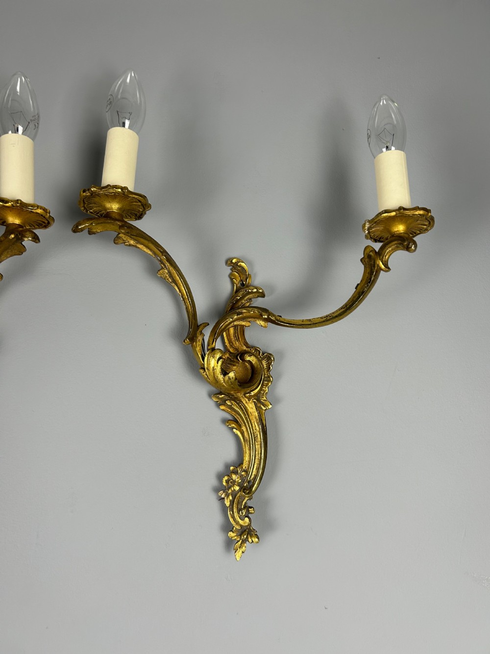 French Pair Of Gilded Bronze Antique Wall Lights View IV