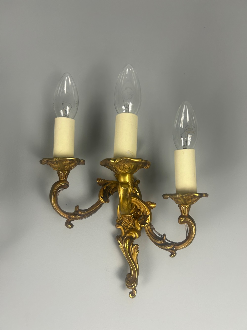 Pair Of French Triple Arm Bronze Antique Wall Lights View II