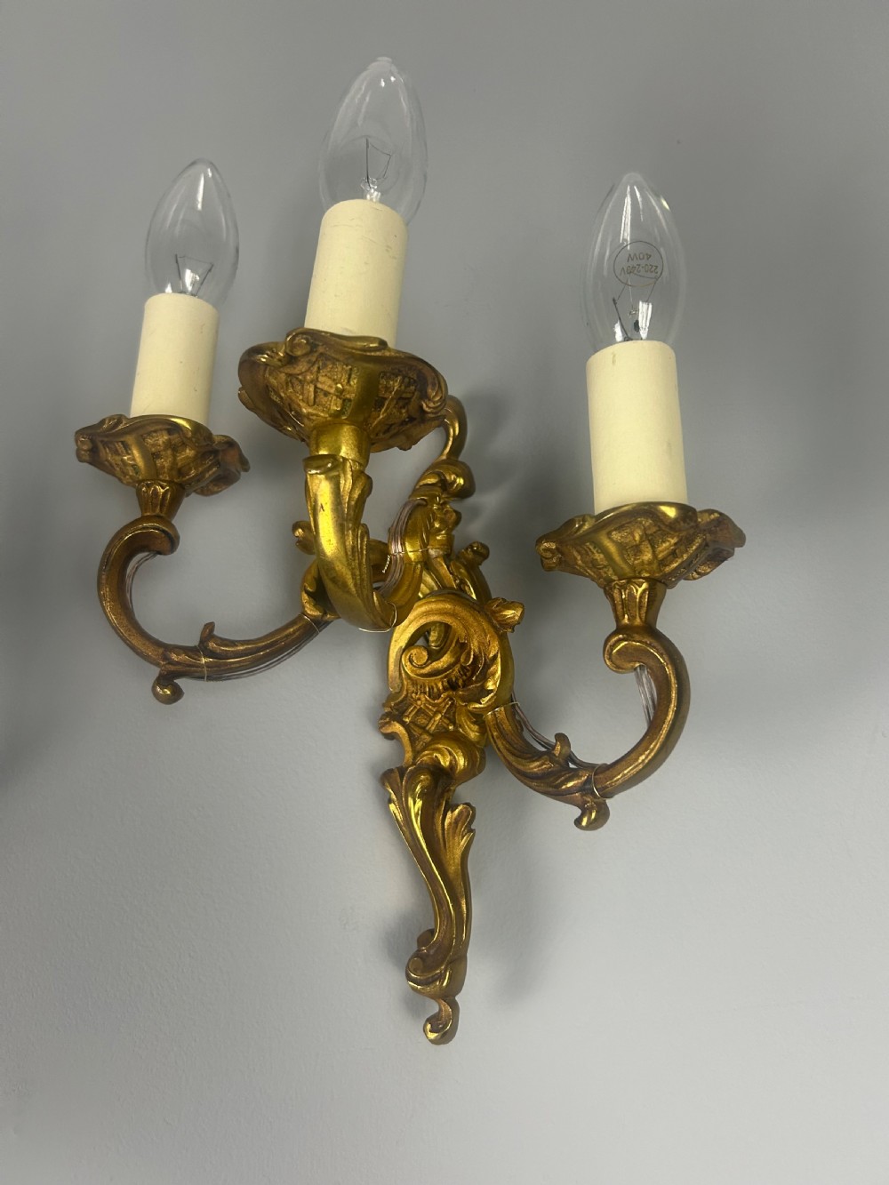 Pair Of French Triple Arm Bronze Antique Wall Lights View V