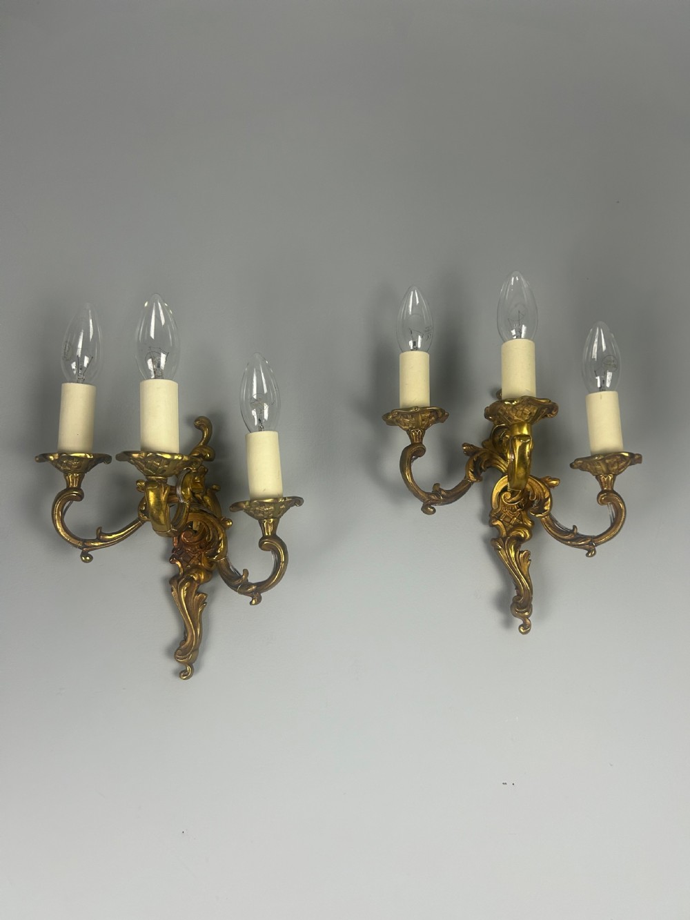Pair Of French Triple Arm Bronze Antique Wall Lights View VII