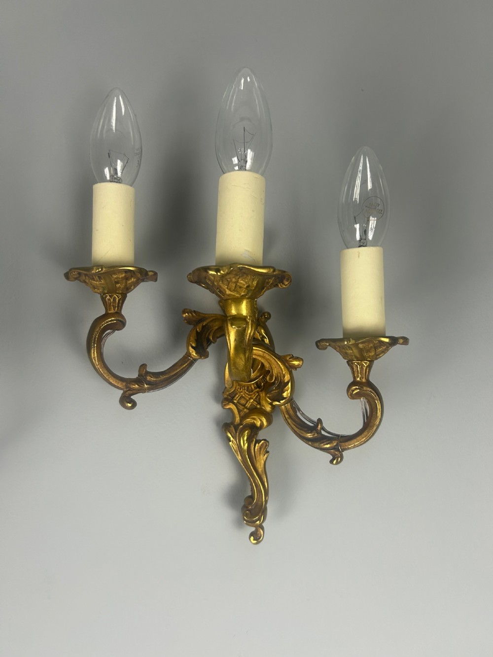 Pair Of French Triple Arm Bronze Antique Wall Lights View XI