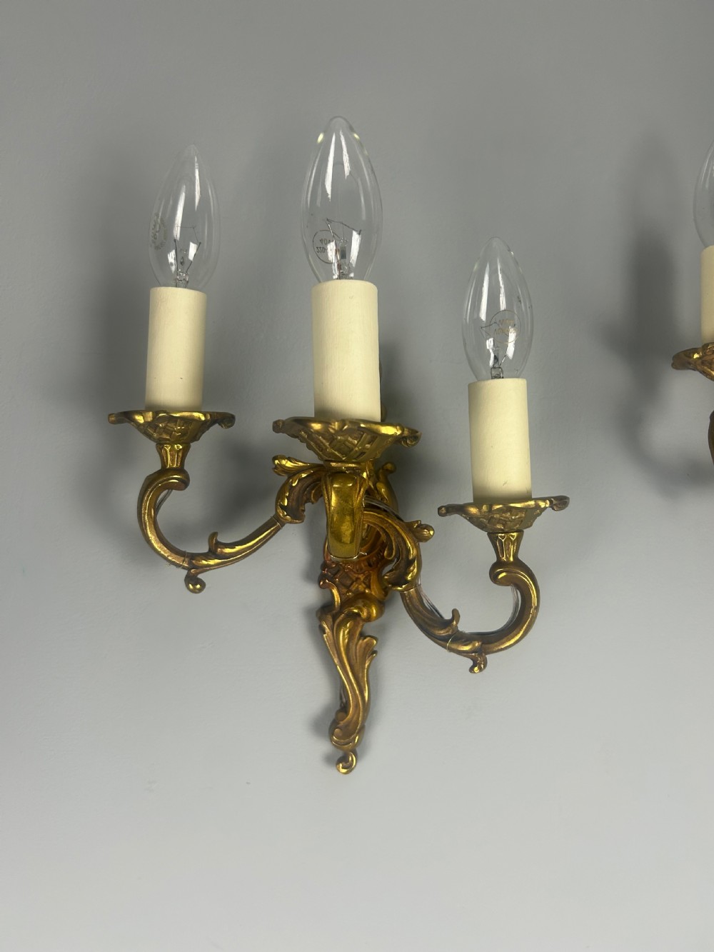 Pair Of French Triple Arm Bronze Antique Wall Lights View XII